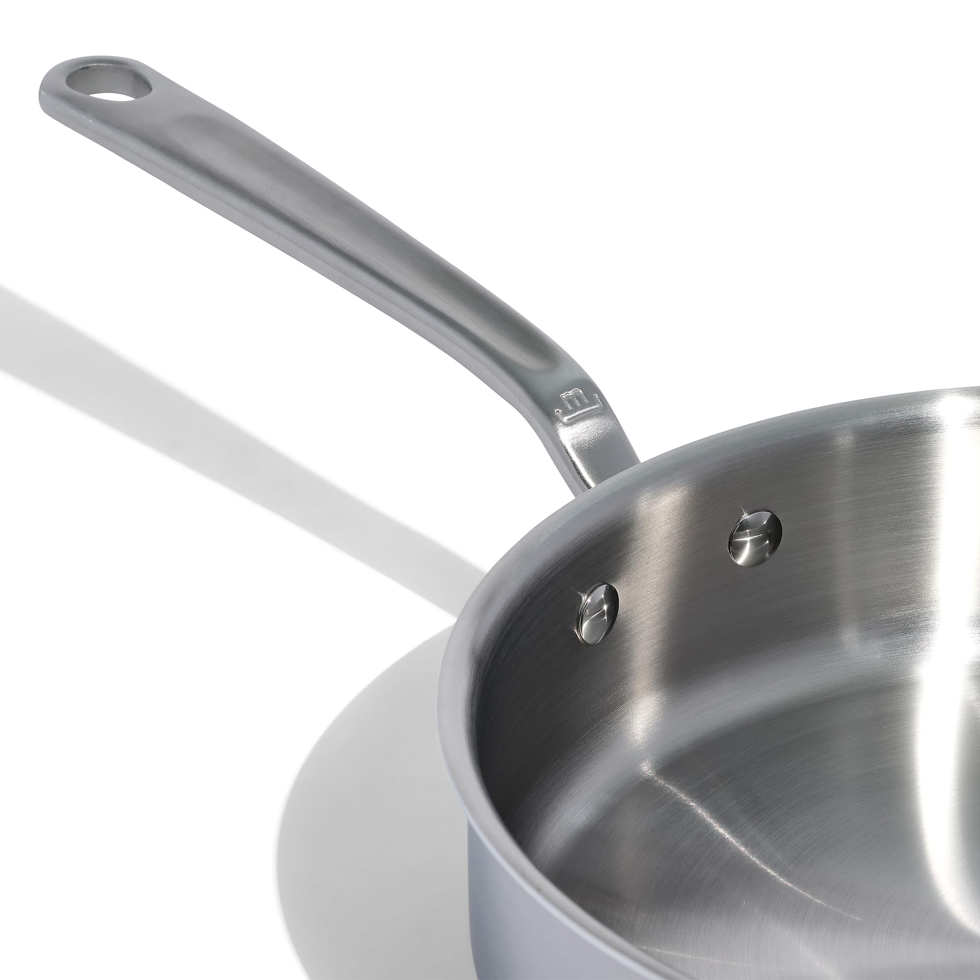 Made In 5-ply stainless clad cross-section highlights even heat distribution for searing.