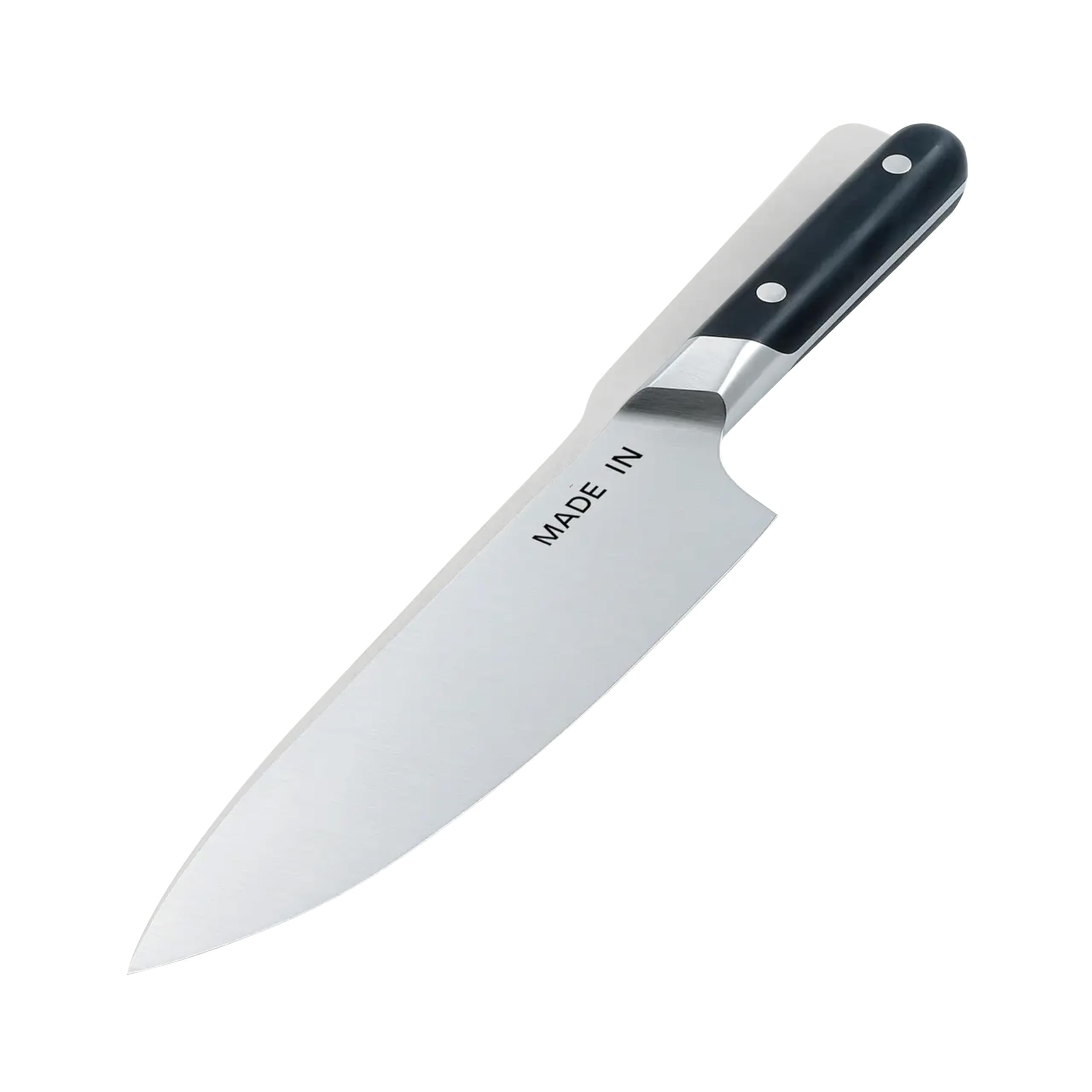 Made In 8-inch Chef Knife blade close-up for precision slicing and durability.