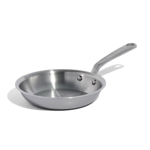 Made In 8-inch stainless clad frying pan top view ideal for even heat prep.