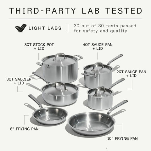 Made In 8-inch stainless clad frying pan highlighting precise heat control.