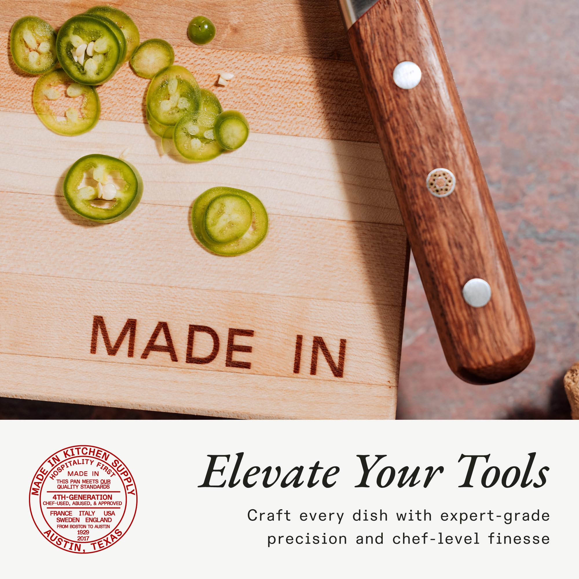 Made In charcuterie-ready surface blends function and maple beauty for entertaining.