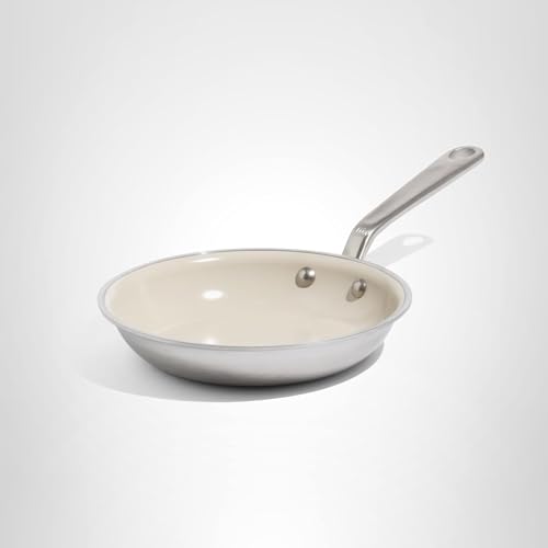 Made In 8-inch pan with ceramic coating free of PFAS and PTFE.
