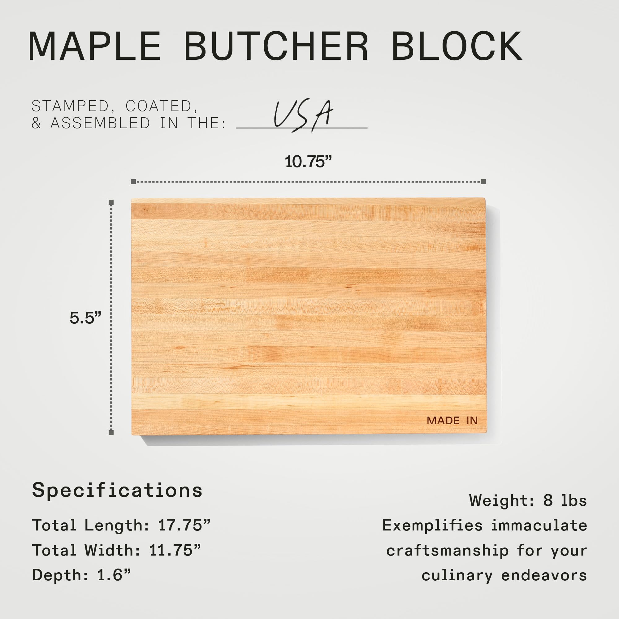 Made In flat prep side ideal for chopping vegetables or arranging cheeses.