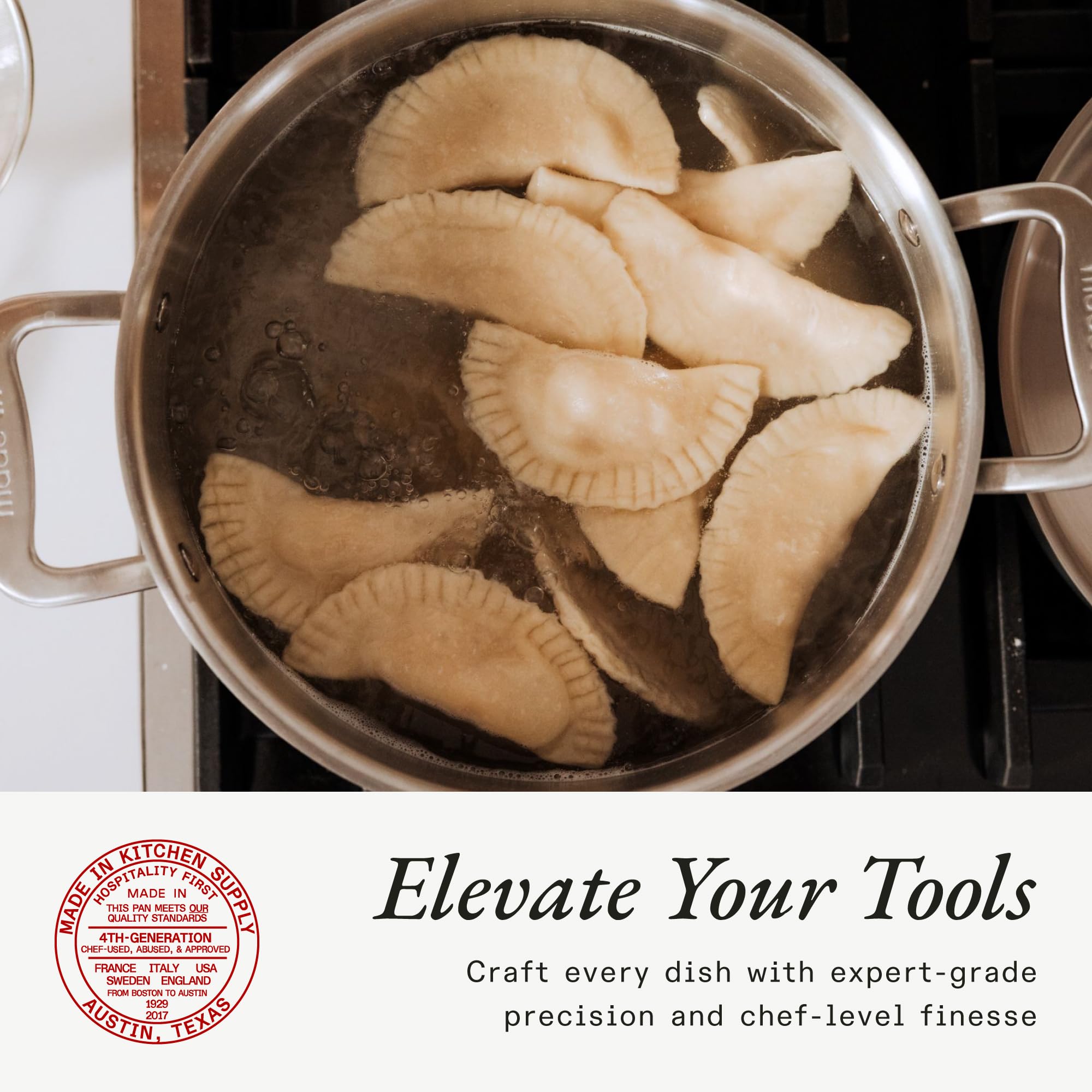 Made In induction-compatible stock pot suitable for induction cooktops.