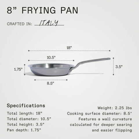 Italian-made craftsmanship evident in the pan’s finish and construction.