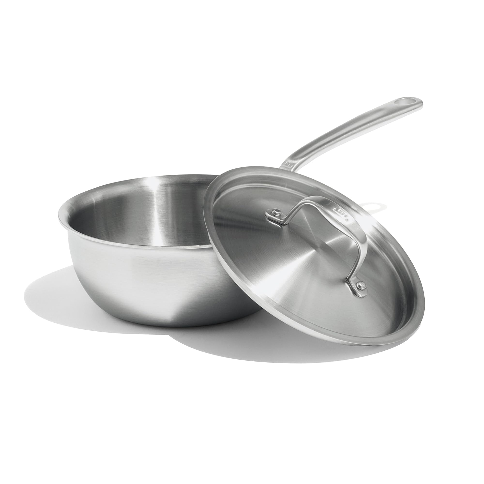 Made In Saucier Pan 2qt top view with polished surface for even heating sauces