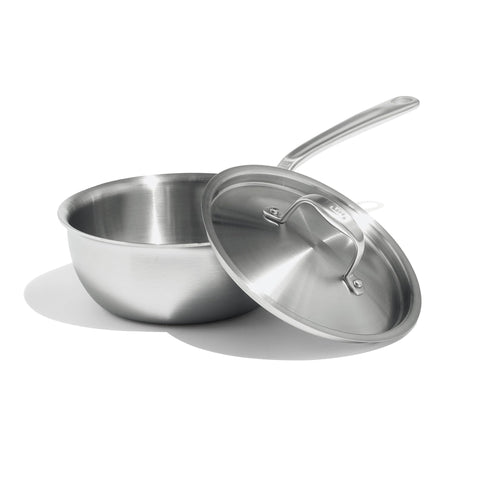 Made In Saucier Pan 2qt top view with polished surface for even heating sauces