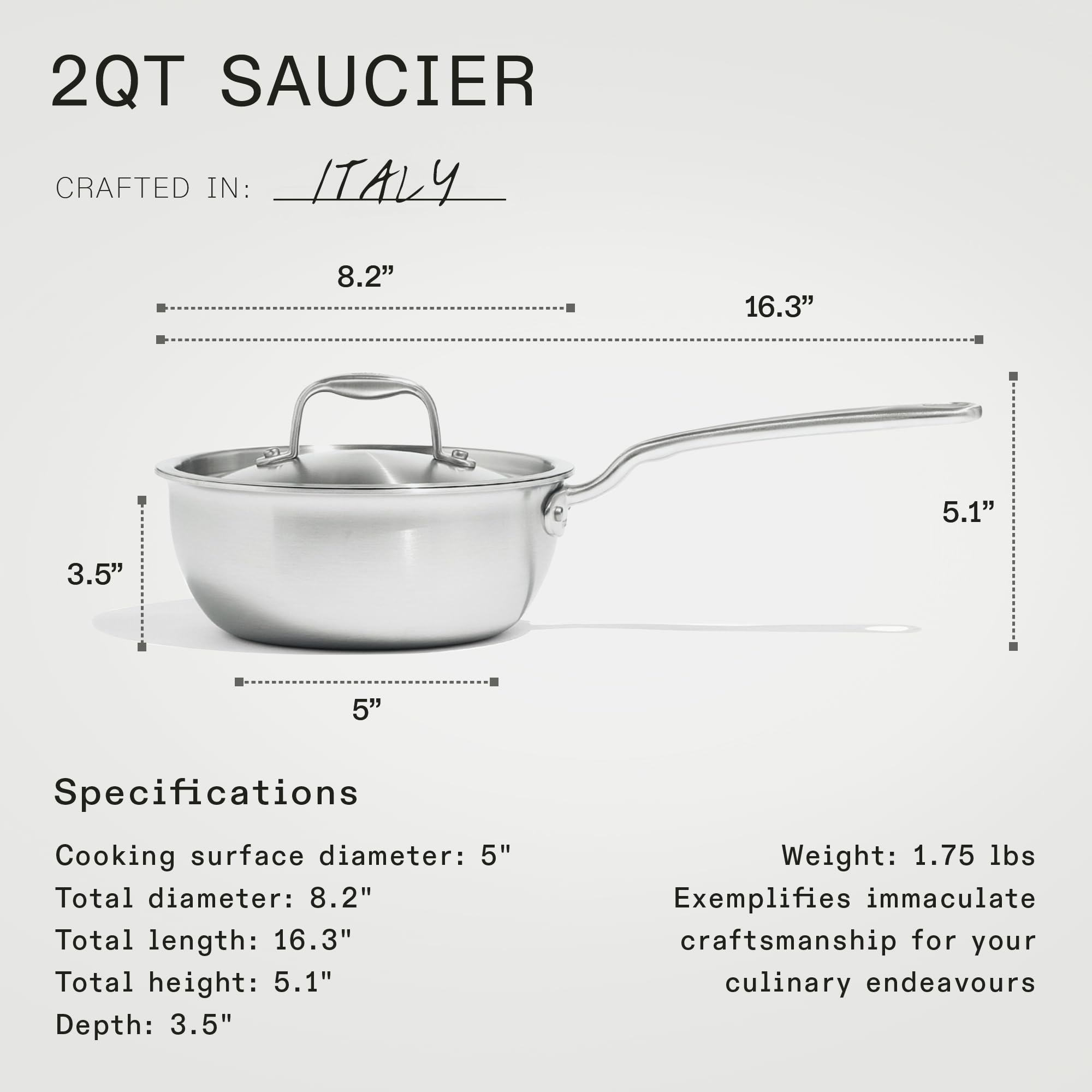 Made In Saucier Pan Italian craftsmanship demonstrated in refined design