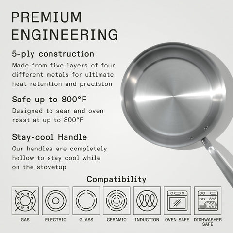 Made In stay-cool handle close-up for comfortable, safe cooking