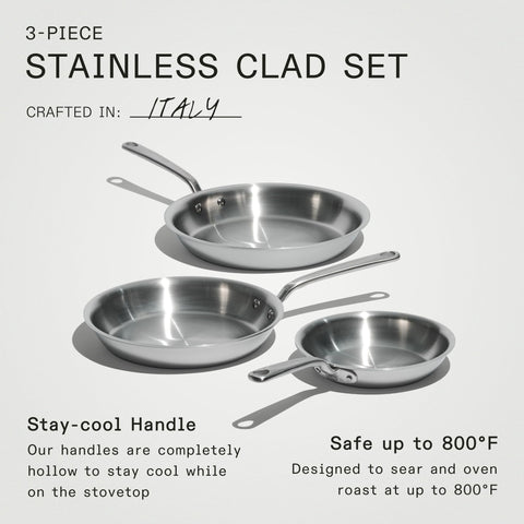 Made In stay-cool handle reduces heat transfer during long sauté sessions.
