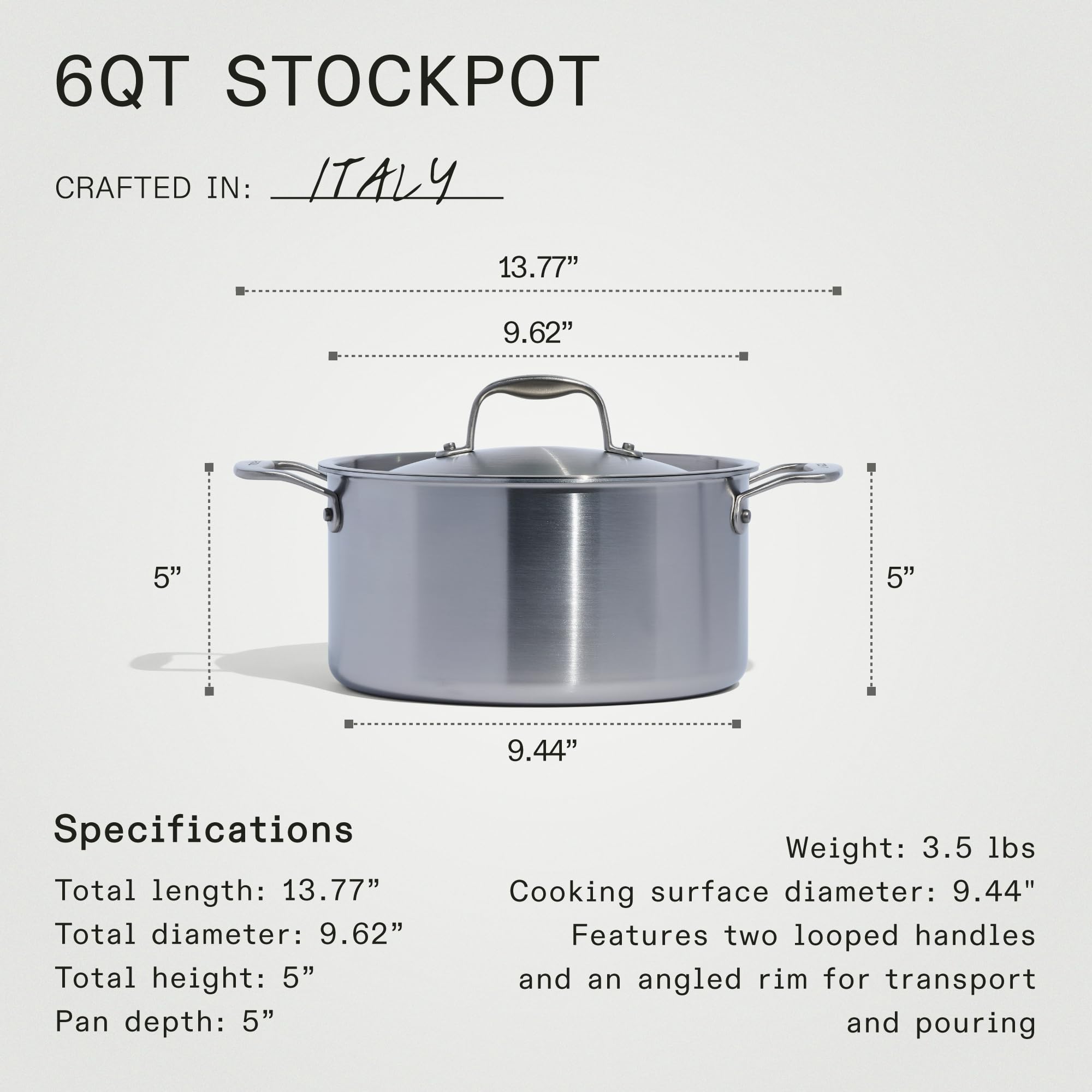 Made In induction-compatible base delivers smooth performance on any cooktop.