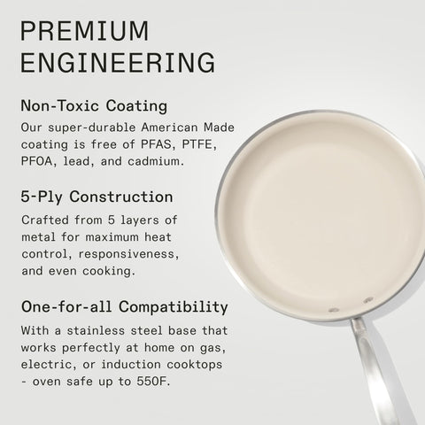 Made In pfas-free ceramic coating detail on pan surface.
