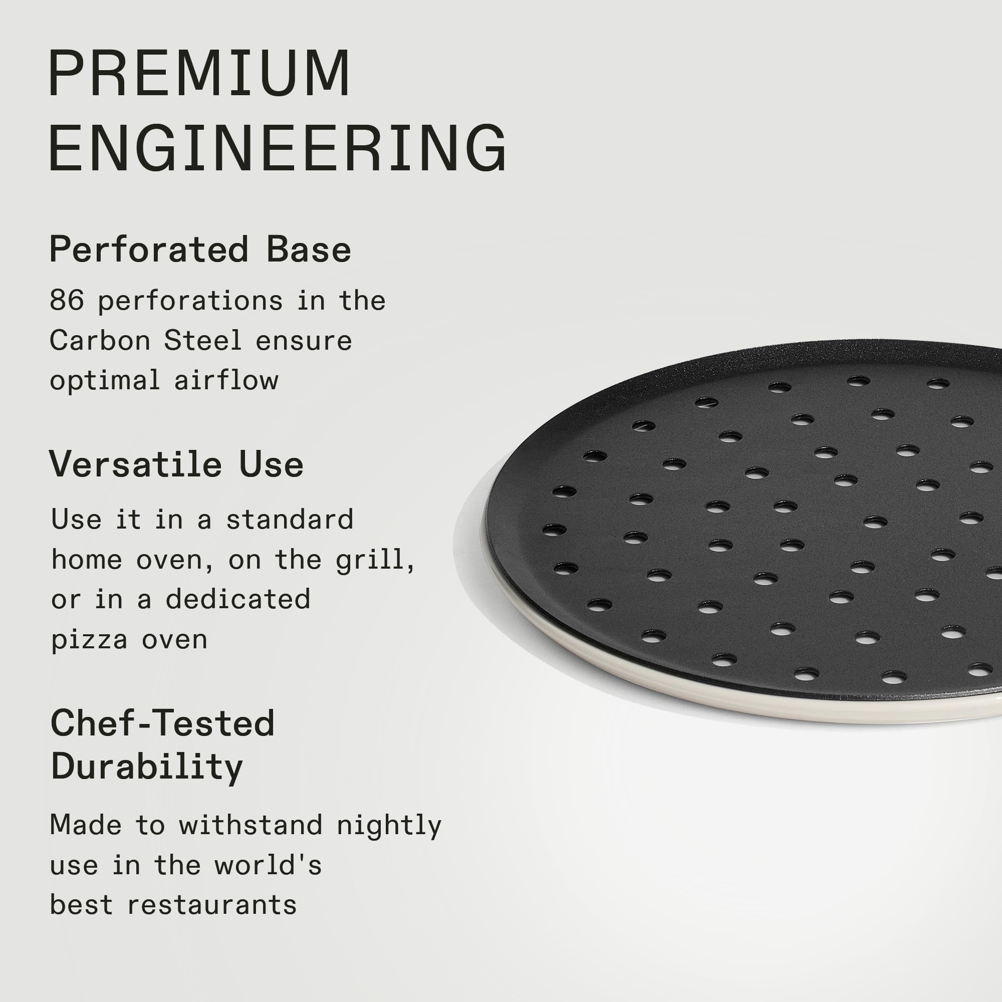 Made In pizza steel arrives pre-seasoned for immediate use and consistent seasoning.