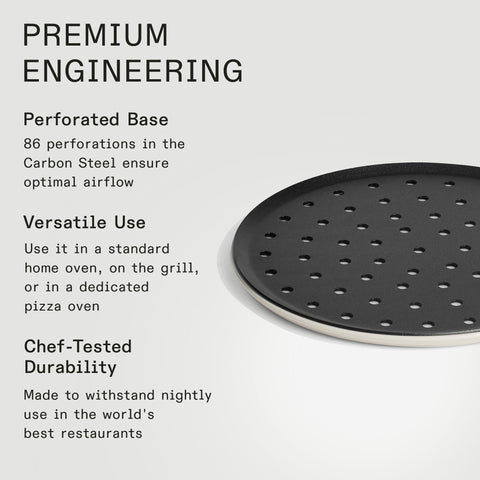 Made In pizza steel arrives pre-seasoned for immediate use and consistent seasoning.