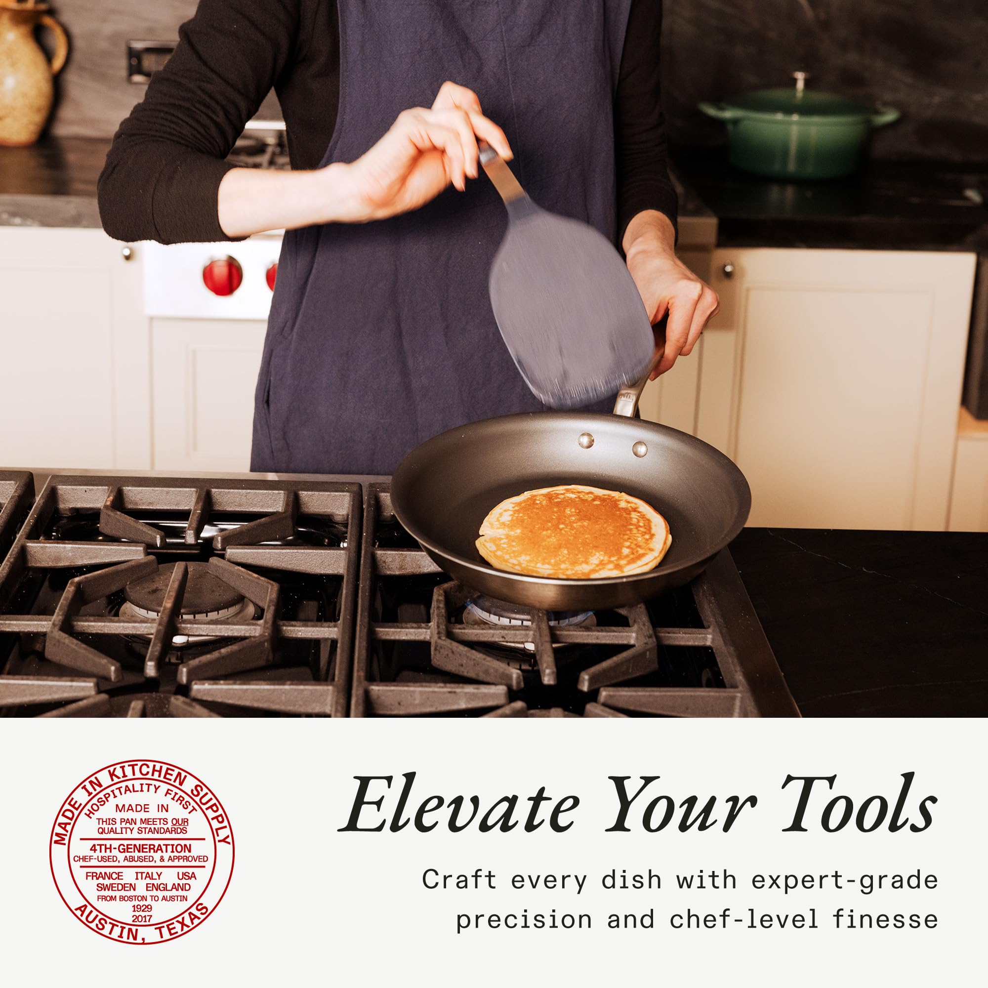 Made In 304 stainless steel with silicone head for durable, nonstick-friendly use