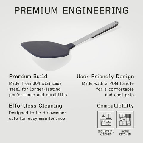 Made In rubber spatula dishwasher safe image emphasizing easy cleanup after cooking