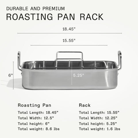 Made In pan on oven rack ready for roasting tasks.