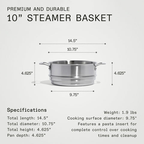 Made In steamer insert holds dumplings and tamales for easy serving.