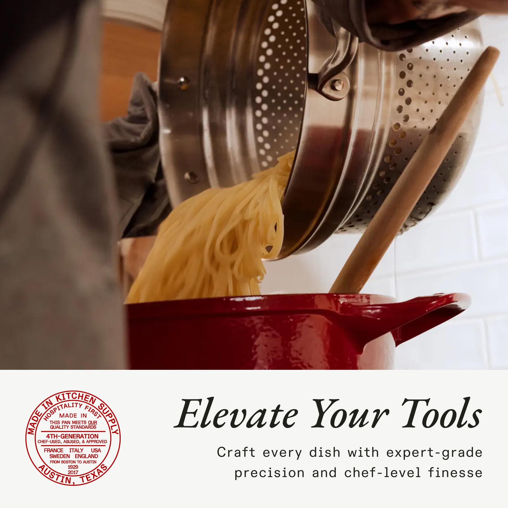 Made In steamer insert steaming vegetables to reveal vibrant color and texture.