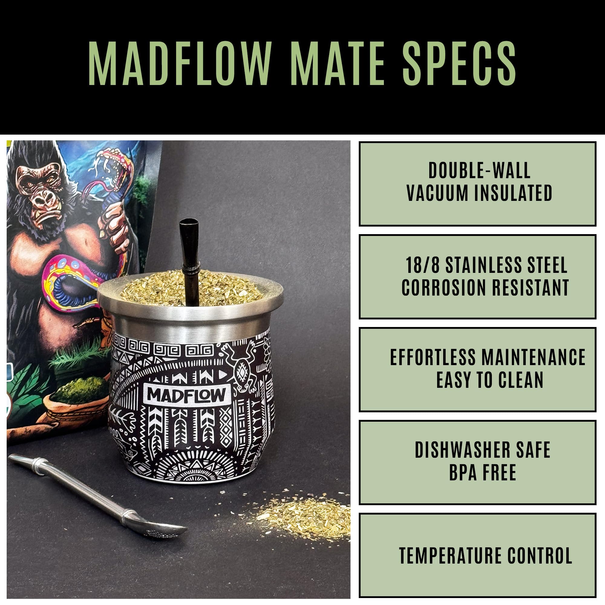 MADFLOW Yerba Mate Cup is dishwasher-safe for easy cleanup