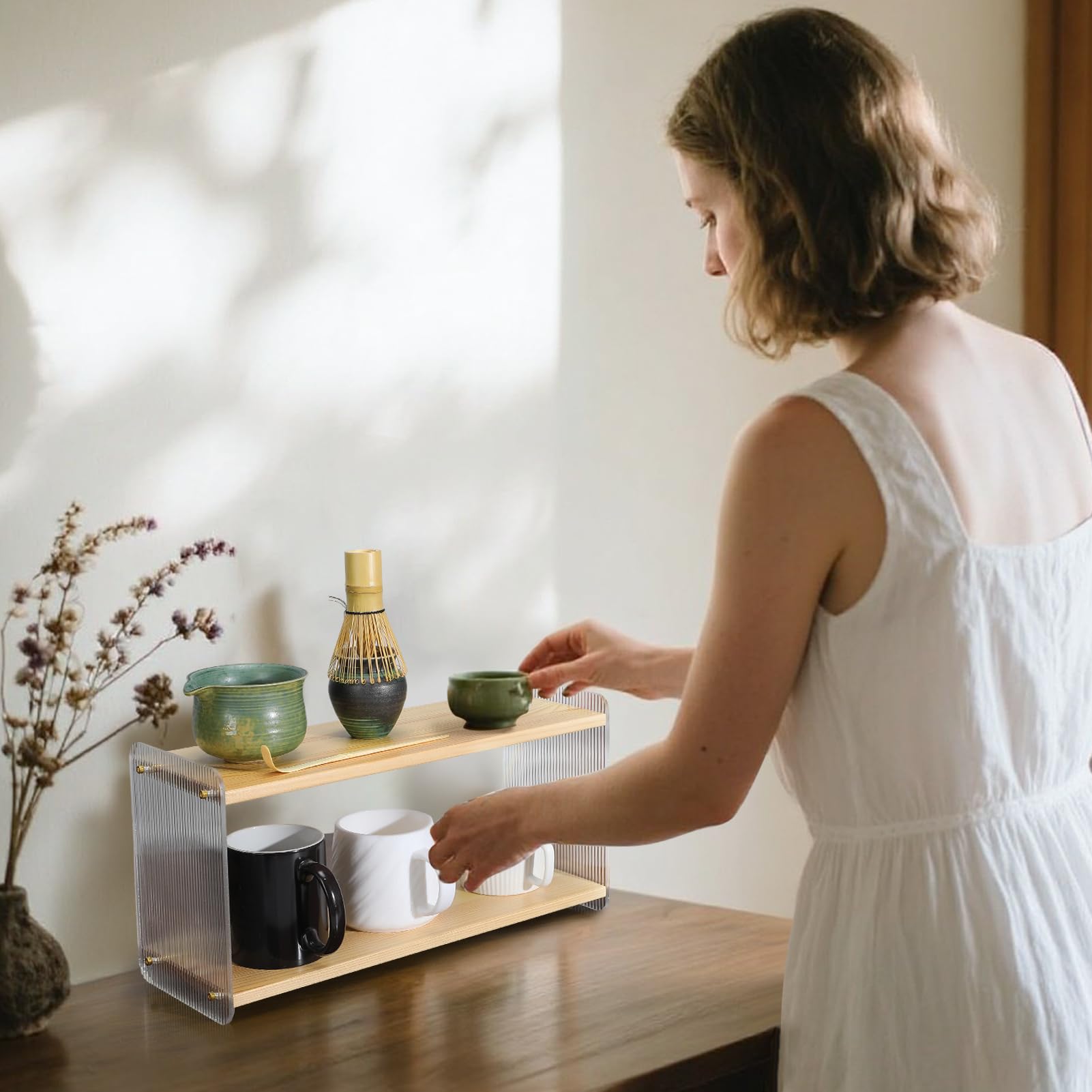 MADHOLLY coffee bar and spice shelf setup demonstrates versatile storage