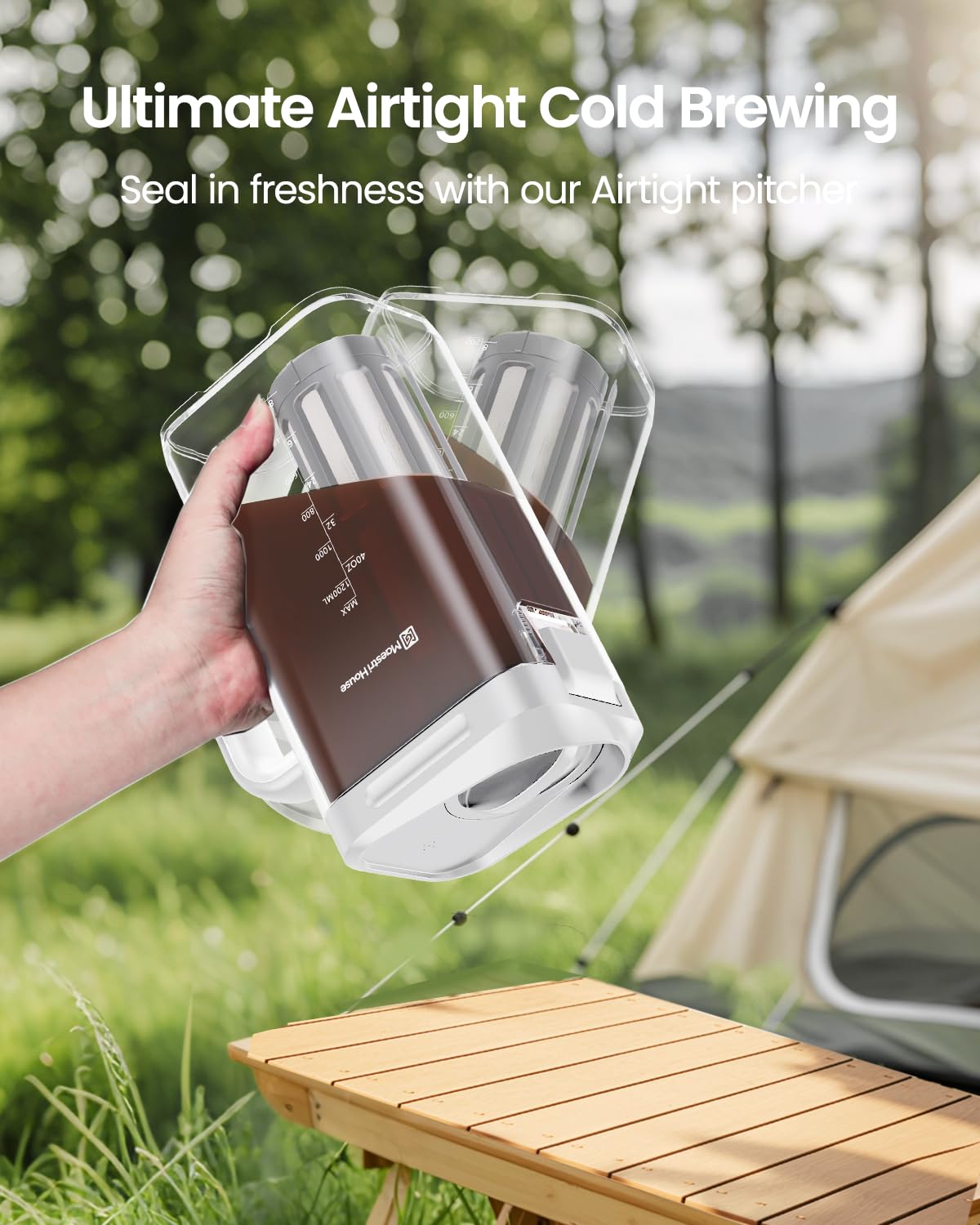 Maestri House 40oz pitcher yields 6–7 cups for gatherings and daily use.