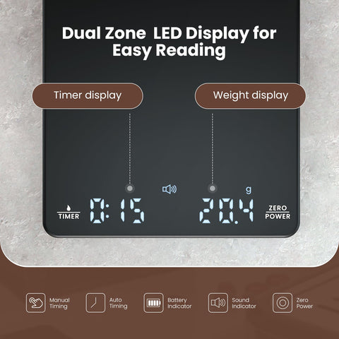 Maestri House coffee scale silent mute function reduces beeps for quiet mornings.