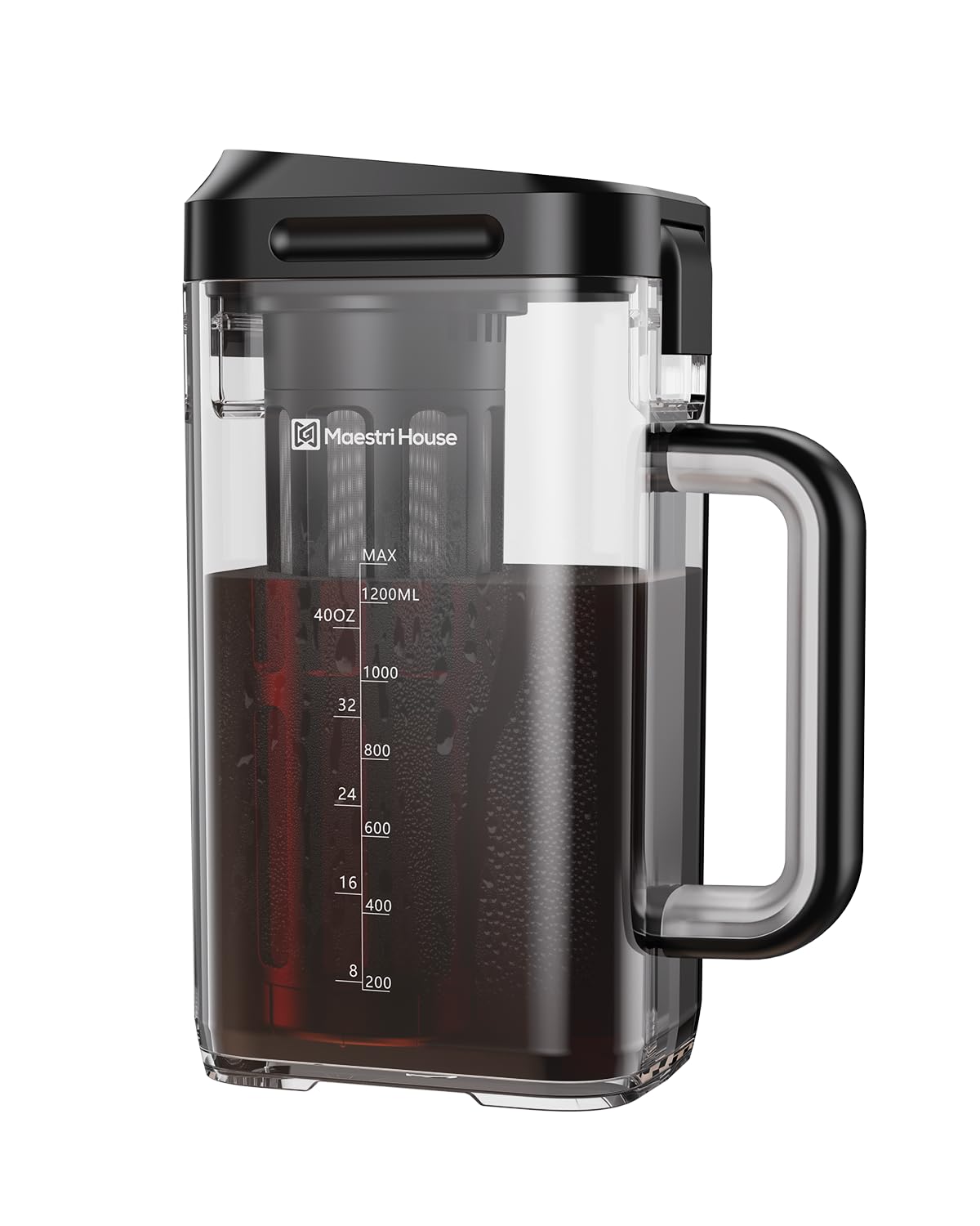 Maestri House compact cold brew pitcher with 40oz capacity for batch brewing