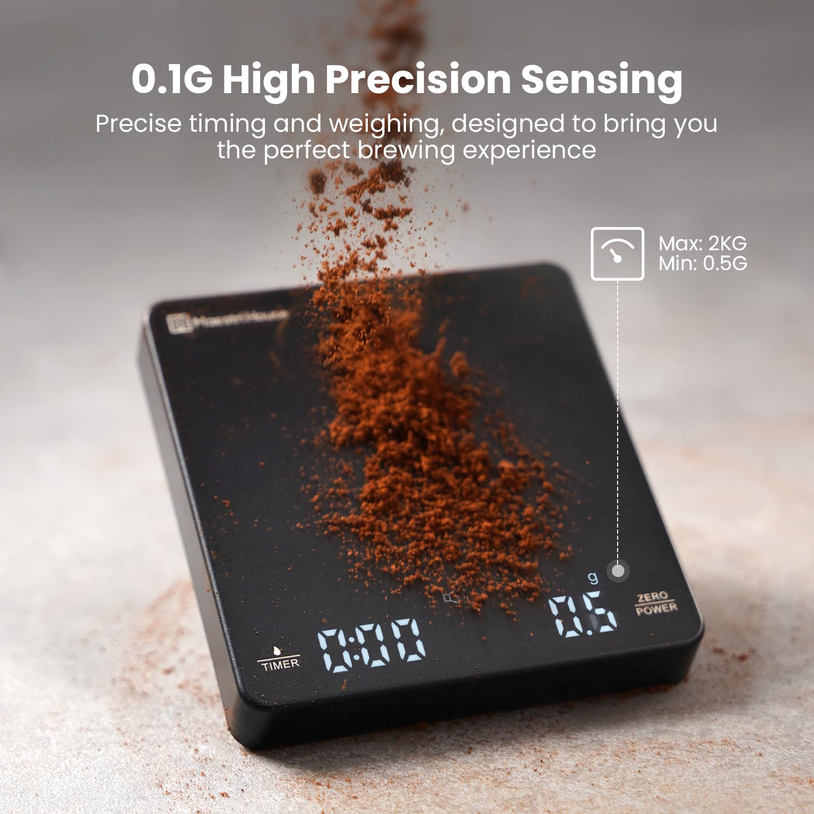 Maestri House digital scale high-precision sensor delivers stable readings during brewing.