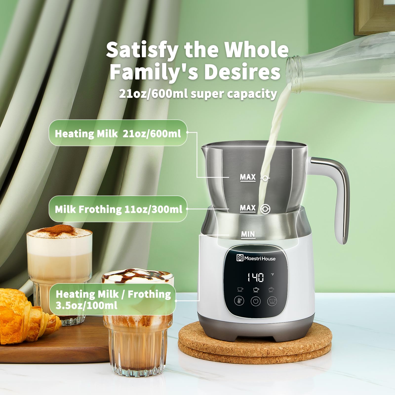 Maestri House DualFro 600 dishwasher-safe pitcher enables easy cleanup