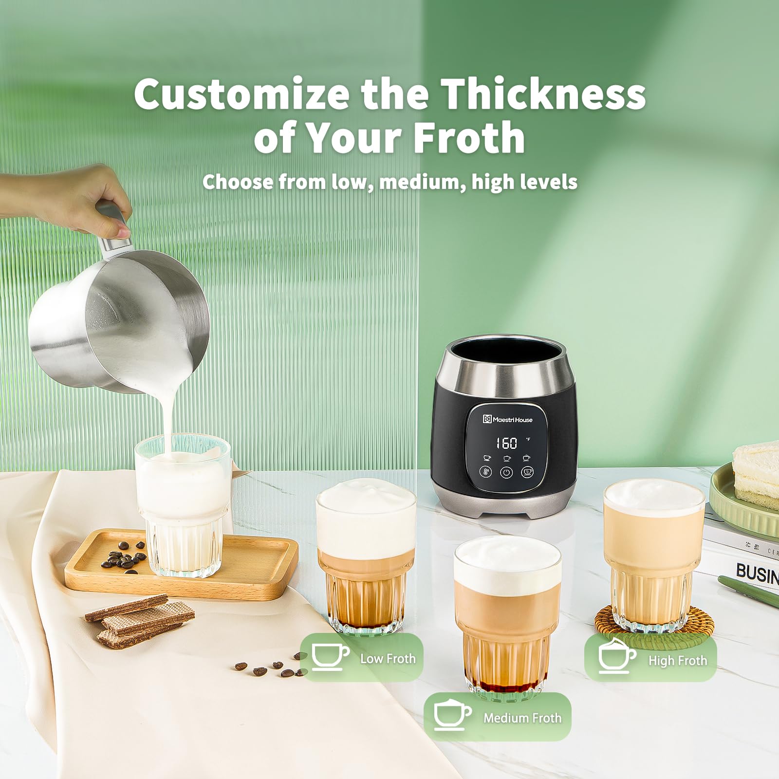 Maestri House DualFro 600 temp/froth selector panel enables customized latte textures.