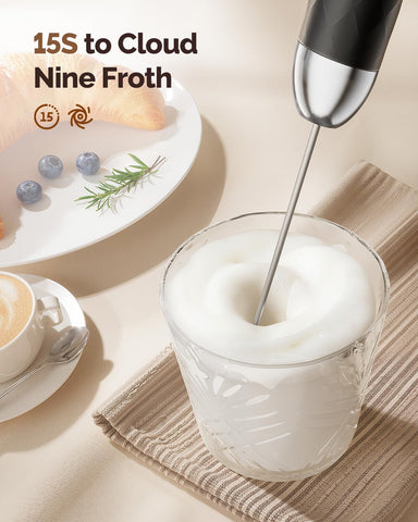 Includes two whisks for easy froth variation