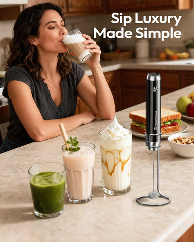 Ideal for cappuccinos, lattes, matcha, hot chocolate, and shakes