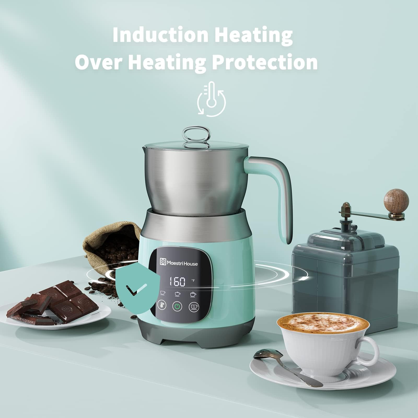 Maestri House milk frother heats and steams rich milk