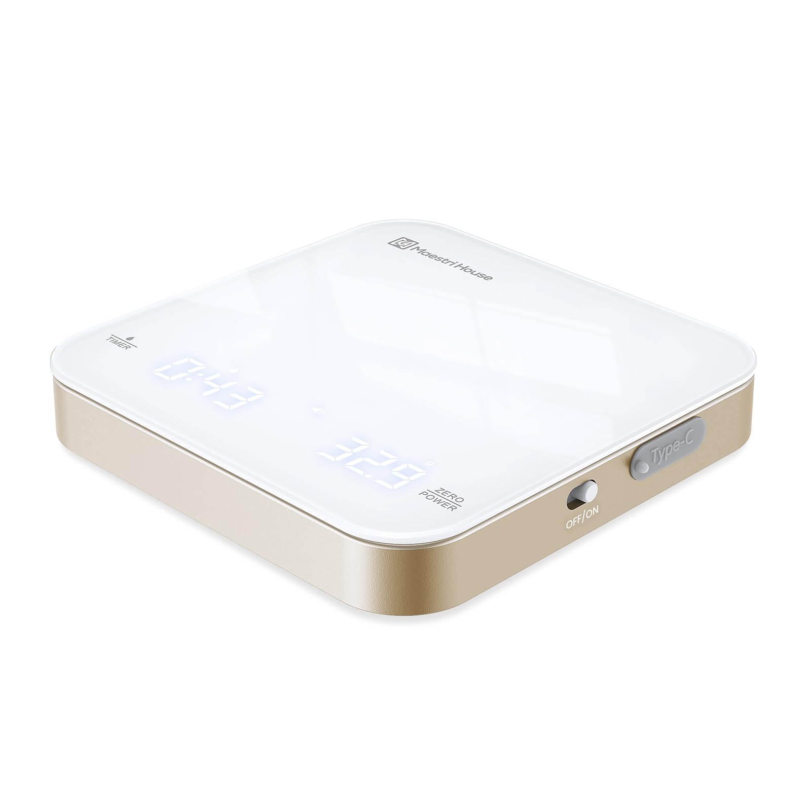 Maestri House mini coffee scale, palm-size, enables precise espresso timing on the go