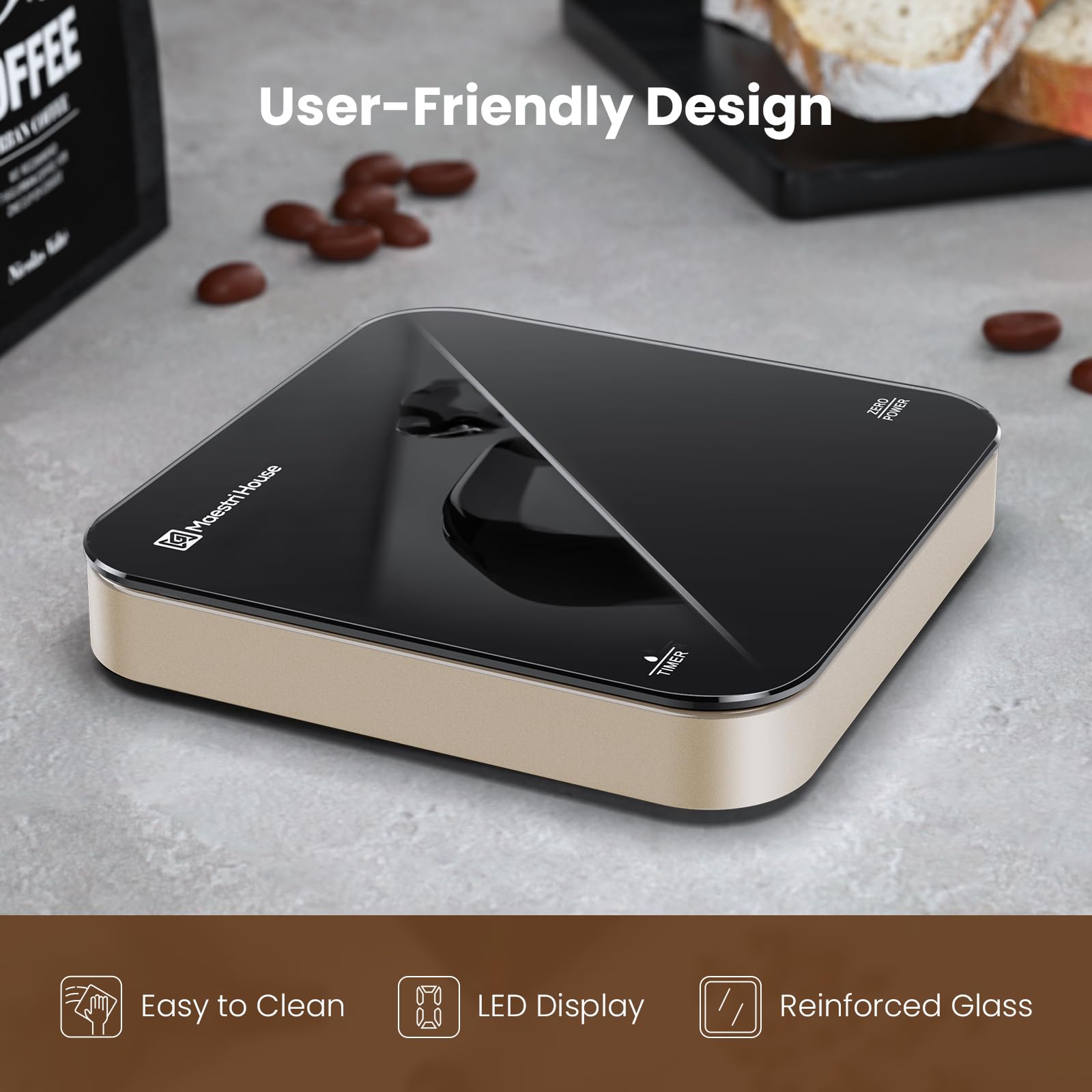 Maestri House Mini Coffee Scale in silent brewing mode for quiet mornings
