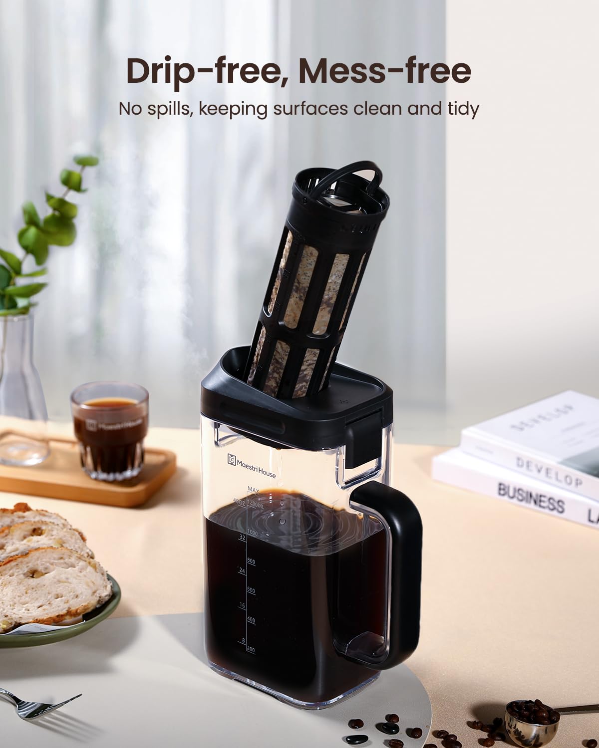 Maestri House removable bottom filter simplifies cleaning after brewing