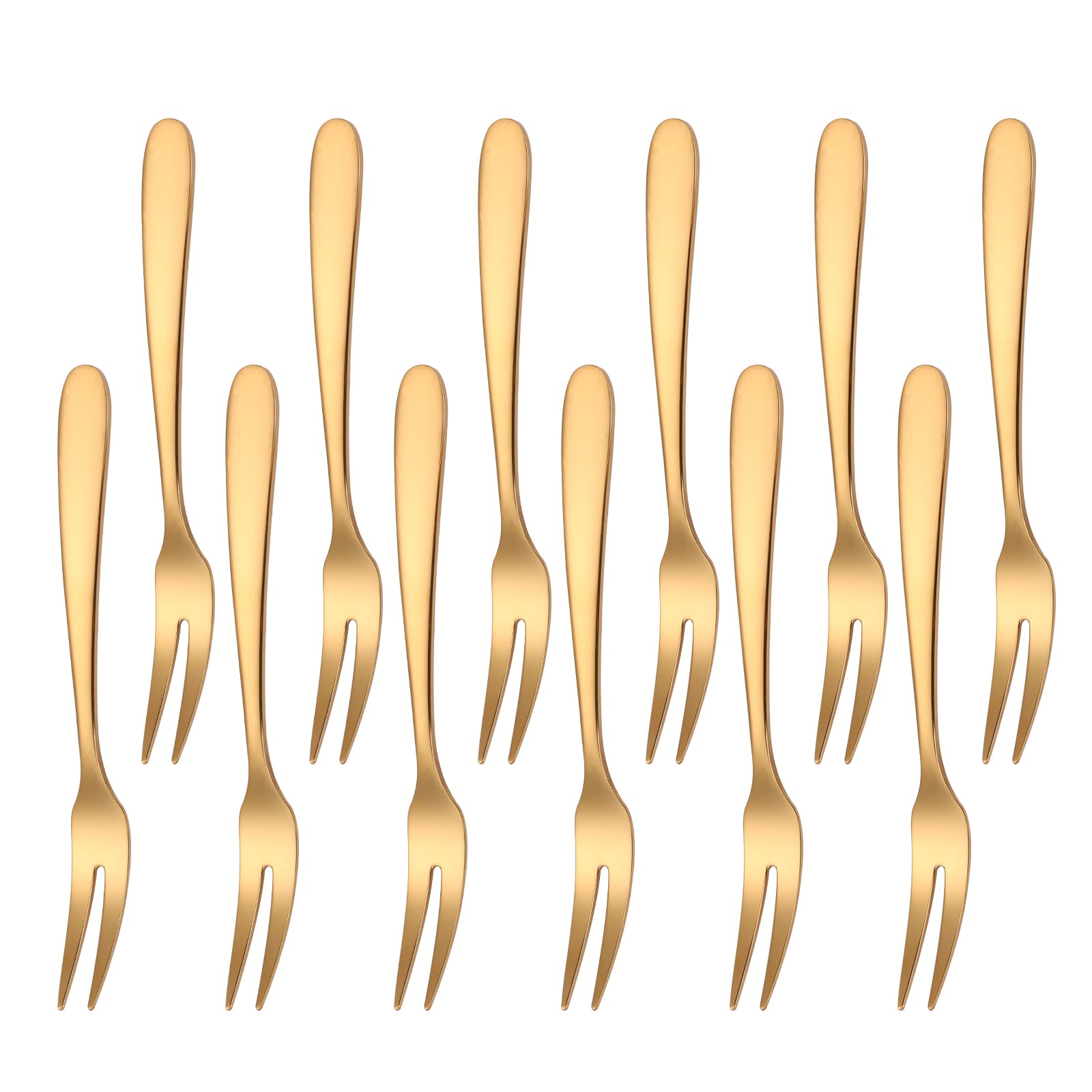 Mafier 5.51-inch gold fruit forks in a gift box for elegant fruit tastings.