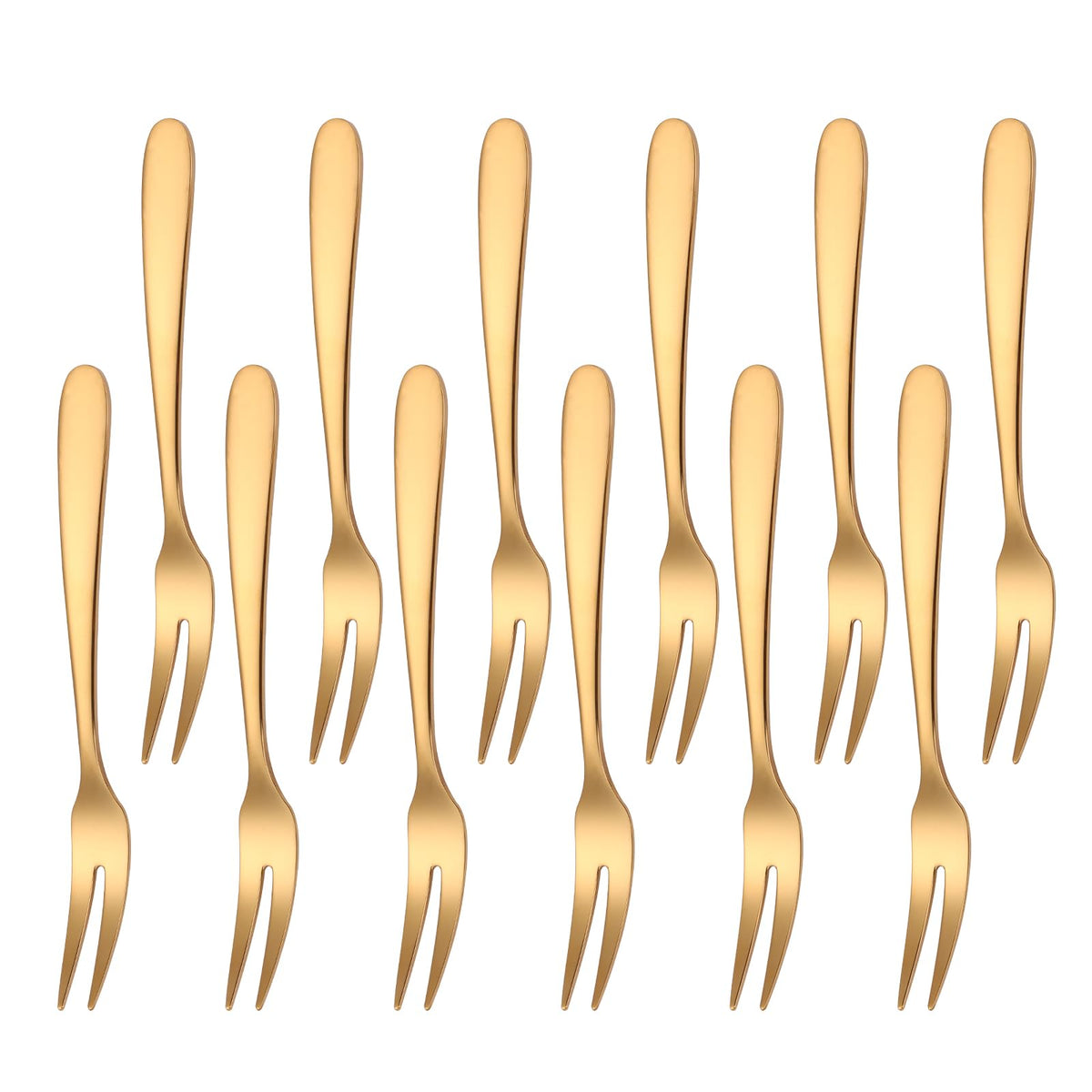 Mafier 5.51-inch gold fruit forks in a gift box for elegant fruit tastings.