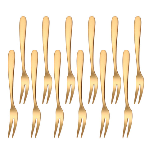 Mafier 5.51-inch gold fruit forks in a gift box for elegant fruit tastings.