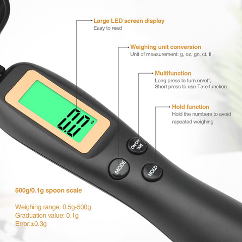 Mafiti digital measuring spoon shows precision to 0.1 g for precise portions