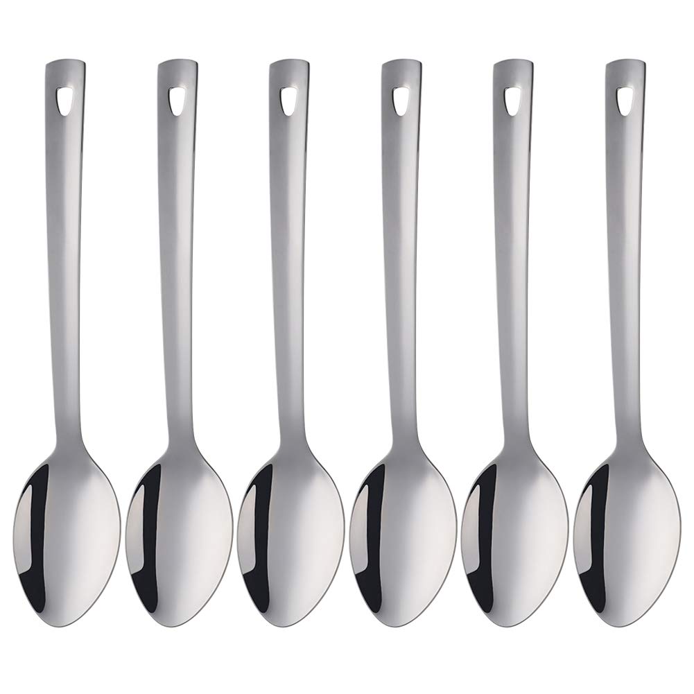 Magatu dongbo 13-inch serving spoons in polished stainless steel for elegant buffet service.