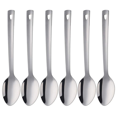 Magatu dongbo 13-inch serving spoons in polished stainless steel for elegant buffet service.