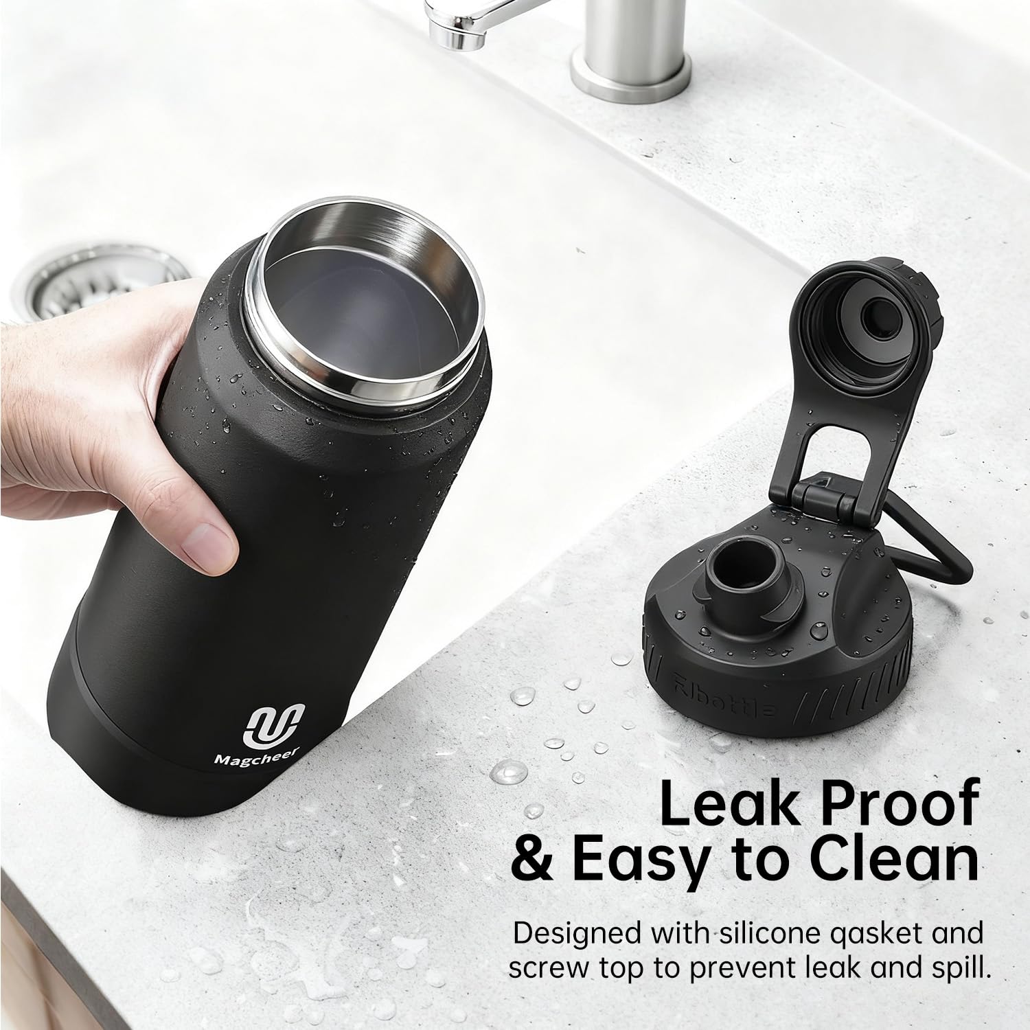 MagCheer bottle with sweat-proof metal exterior for comfortable grip