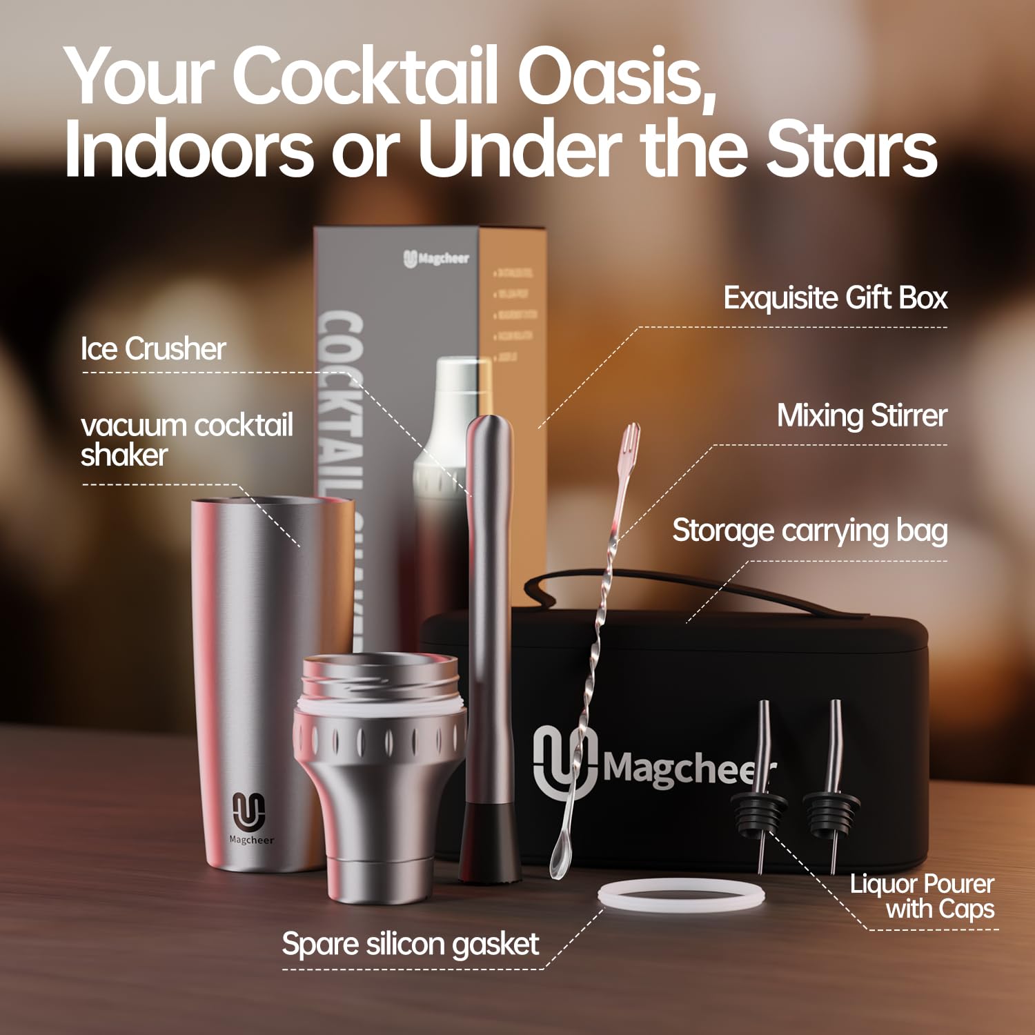 Travel bag and accessories enable on the go bar setup anywhere