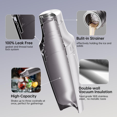 Vacuum insulation keeps cocktails cold and hands dry with no condensation