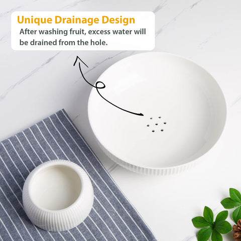 Magclay porcelain fruit basket texture features ridged stripes for a modern centerpiece