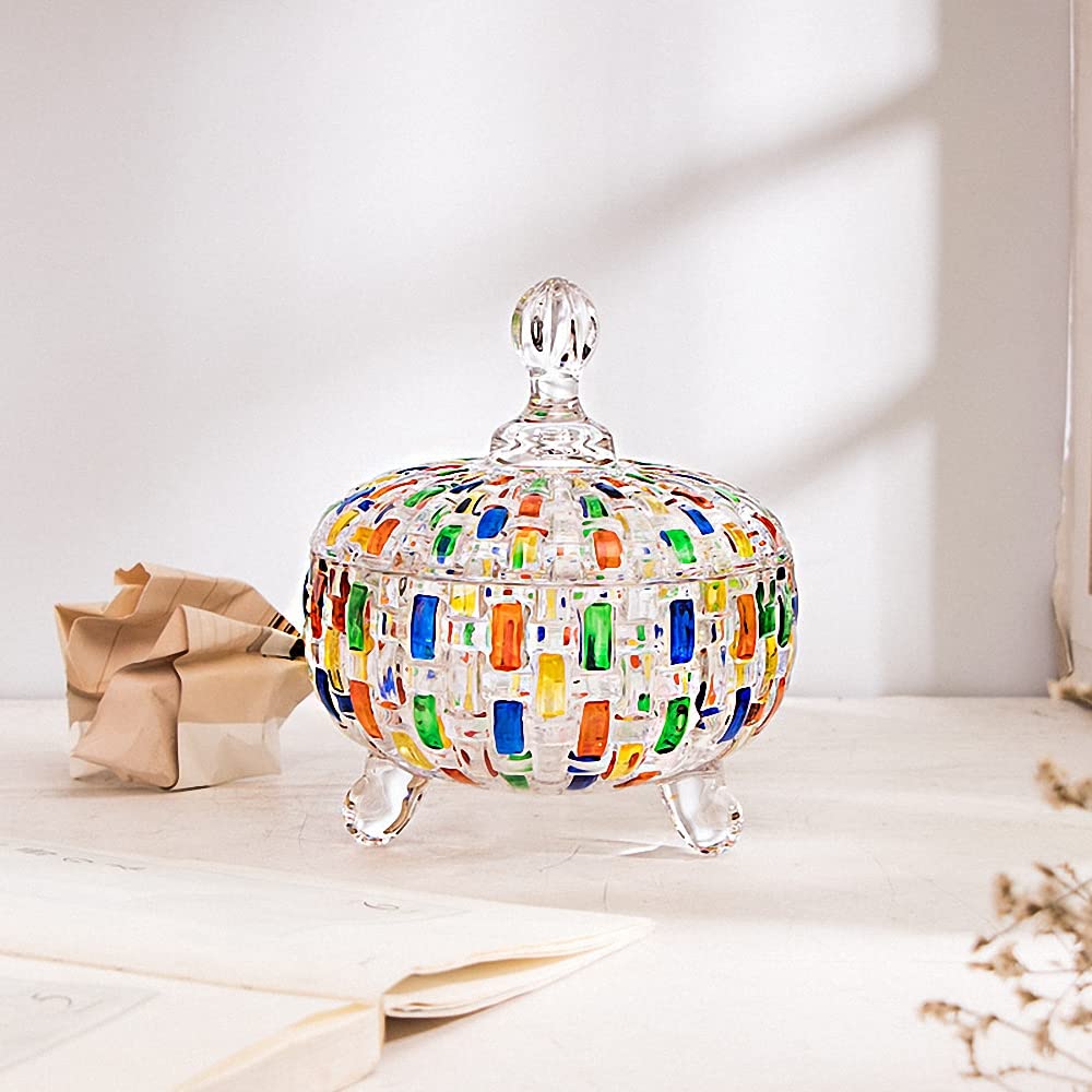 MAGCOLOR ornate woven pattern on crystal glass enhances decorative appeal.