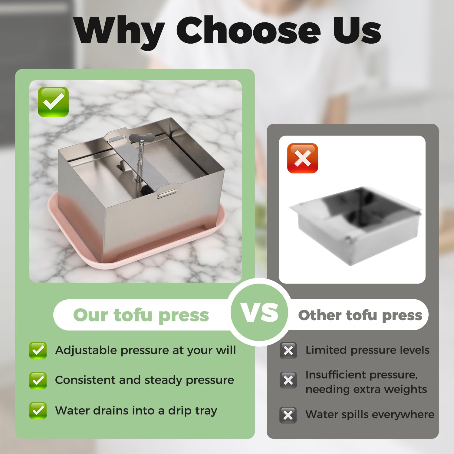Mageeki Tofu Press 2 lb capacity handles larger batches of tofu.