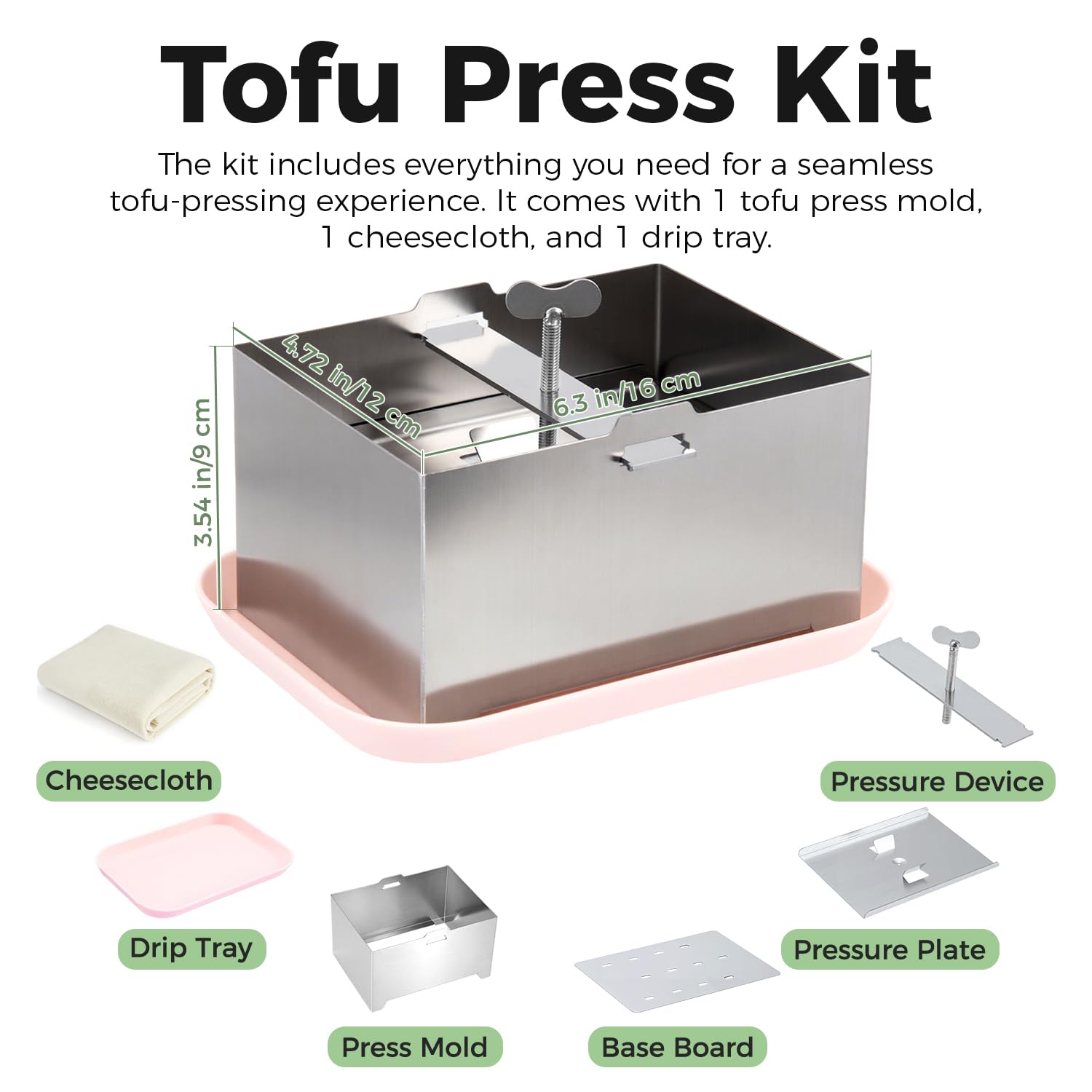 Mageeki Tofu Press adjustable screw rod enables customized firmness for tofu, paneer, or cheese.